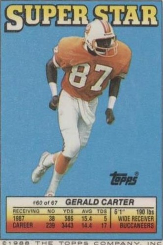 1988 Topps Super Star Sticker Back Cards Gerald Carter #60