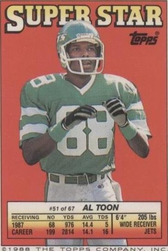 1988 Topps Super Star Sticker Back Cards Al Toon Bruce Smith #51