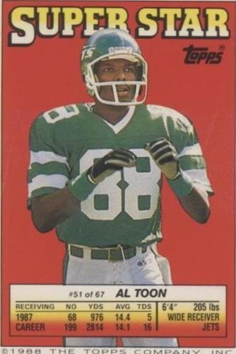 1988 Topps Super Star Sticker Back Cards Al Toon Darrell Green Jerry Rice #51