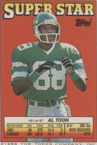 1988 Topps Super Star Sticker Back Cards Al Toon Andre Reed Mike Gann #51