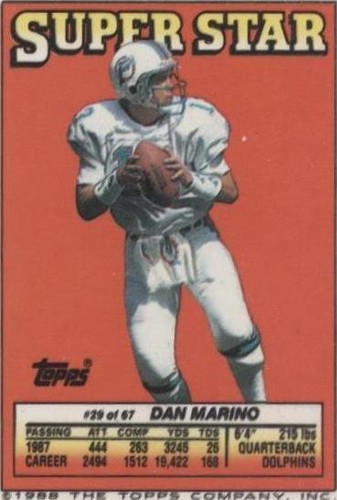 1988 Topps Super Star Sticker Back Cards Barry Wilburn Dan Marino Elvis Patterson #29