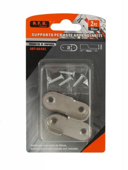 Confezione 2 Staffe Supporti Per Bastone Appendiabiti Armadio Con Viti 16mm dfh