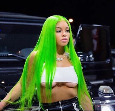 Lime Green Wig Synthetic Silk Straight Wigs Lace Front Wig High Temperature Wigs