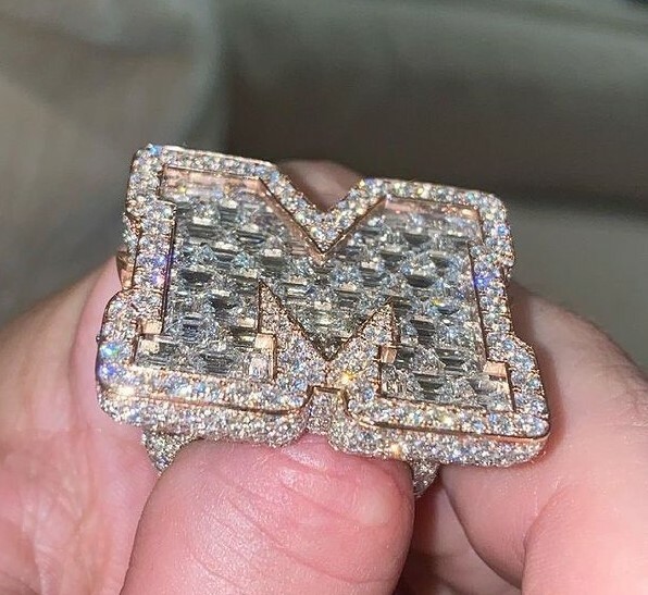 Pre-owned Online0369 3.88ct Cubic Zirconia Custom Any 3d Initial Letter Fully Filled Ring Silver In White