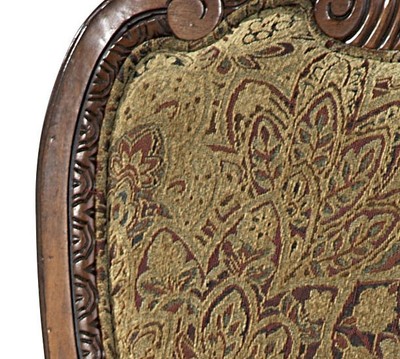 Set of 6 Upholstered Back Leather Seat  Dining Side Chairs - Old World Style