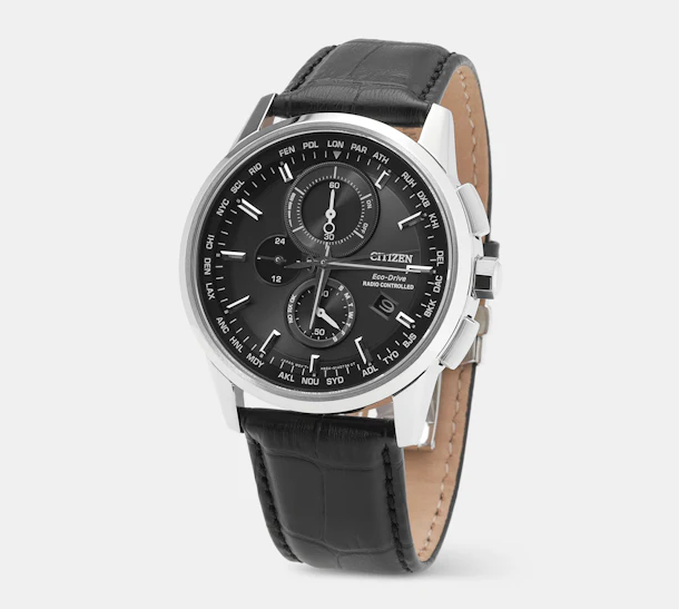 Pre-owned Citizen World Chronograph A-t Eco-drive Radio Controlled Men's Watch At8110-02e