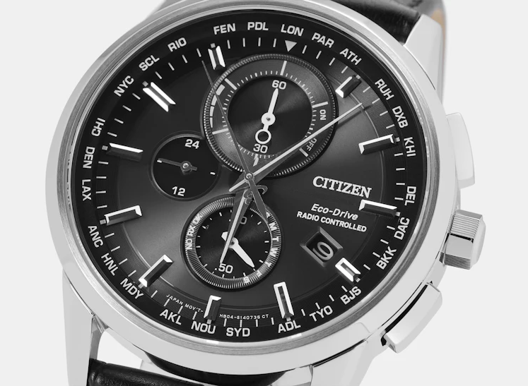 Pre-owned Citizen World Chronograph A-t Eco-drive Radio Controlled Men's Watch At8110-02e