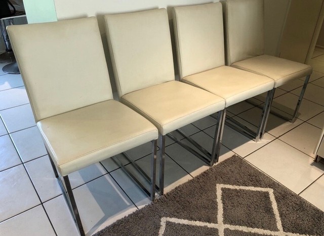 White Leather Dining Chairs x 4 | Dining Chairs | Gumtree Australia