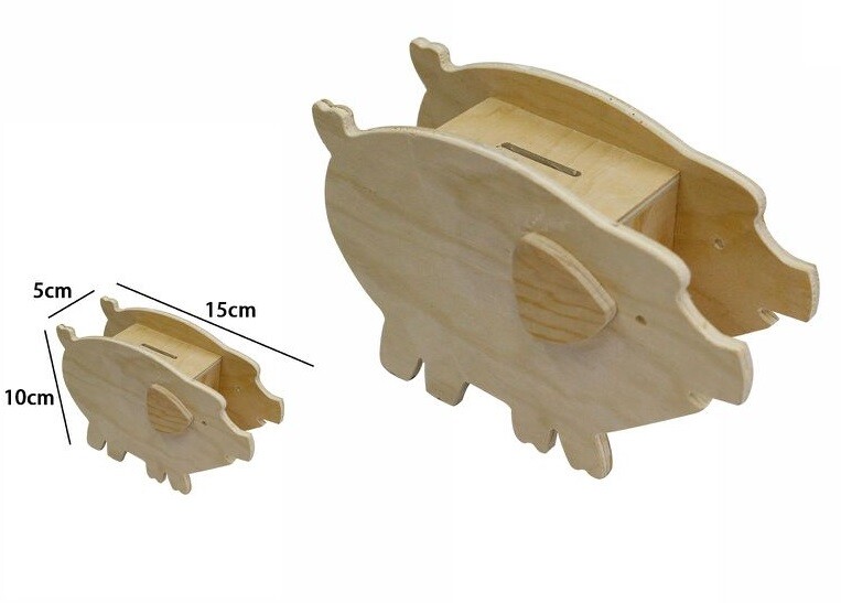 Salvadanaio In Legno Naturale A Forma Di Maialino Porcellino Decoupage dfh