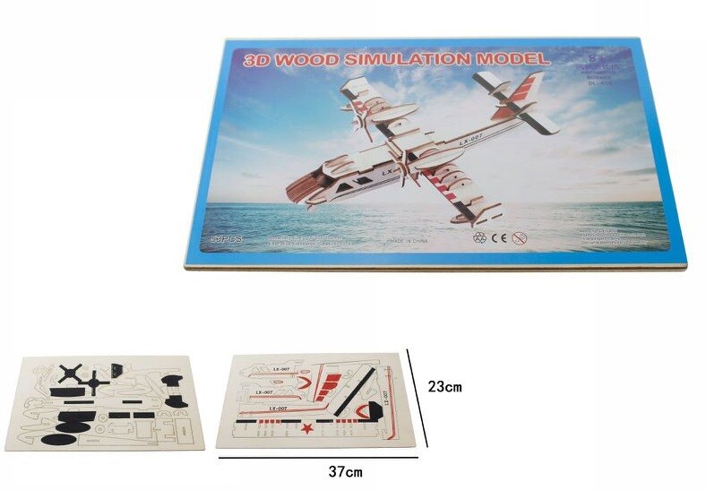 Puzzle 3D Legno Idrovolante Modellino Modellismo Collezione Gioco Bambini dfh