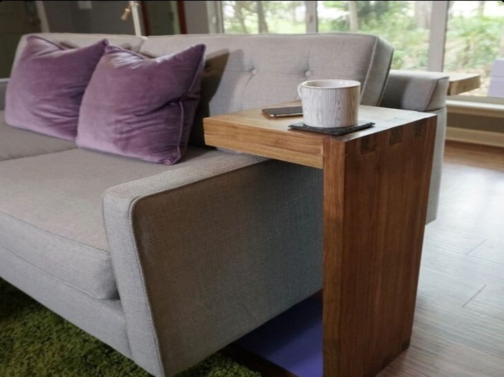 DIY C Shape Side Table Plans - Couch Sofa Over