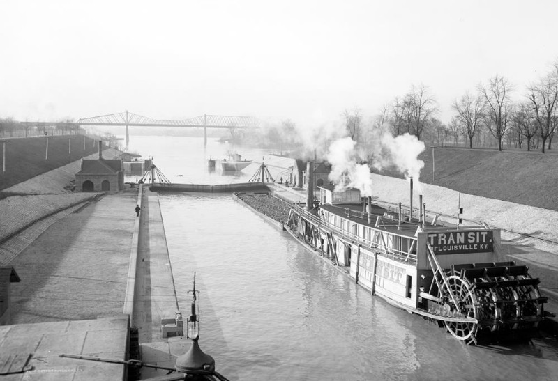 1906 Canal Locks, Louisville, Kentucky Old Photo 13" x 19"