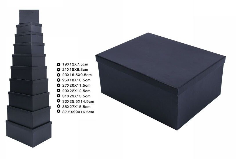 Set 10 Pezzi Scatole Box Per Regali Varie Misure Matrioska Colore Nero dfh