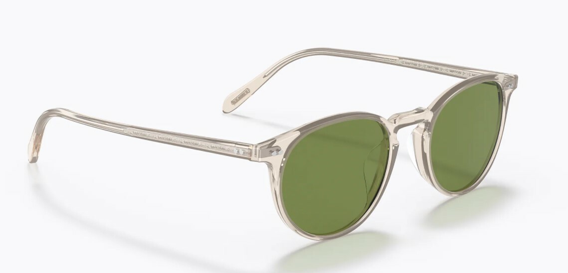Pre-owned Oliver Peoples 0ov5004su Riley Sun 109452 Buff Polarized Round Unisex Sunglasses In Green