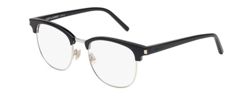Pre-owned Saint Laurent Sl 104 001 Black/silver Eyeglasses In Clear