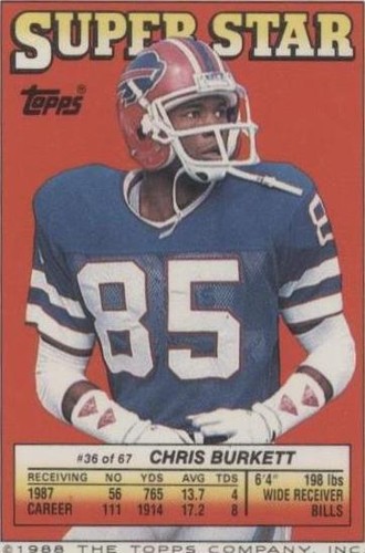 1988 Topps Super Star Sticker Back Cards Al Toon Chris Burkett #36