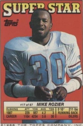 1988 Topps Super Star Sticker Back Cards Mike Rozier #17