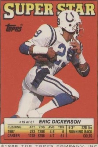 1988 Topps Super Star Sticker Back Cards Al Toon Eric Dickerson #19