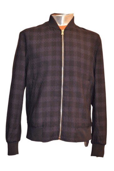 Pre-owned Paul Smith Mainline Black & Purple Check Wool Bomber Jacket “s”