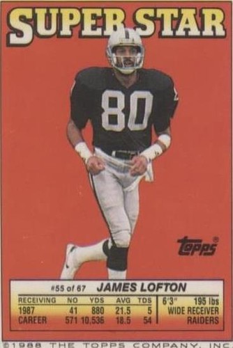 1988 Topps Super Star Sticker Back Cards Anthony Carter James Lofton #55