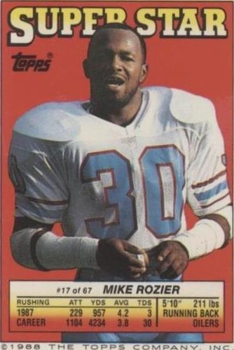 1988 Topps Super Star Sticker Back Cards Jack Trudeau Mike Rozier Sean Landeta #17