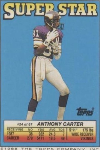 1988 Topps Super Star Sticker Back Cards Anthony Carter James Griffin #24