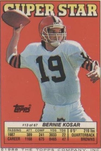 1988 Topps Super Star Sticker Back Cards Bernie Kosar Dan Marino #13