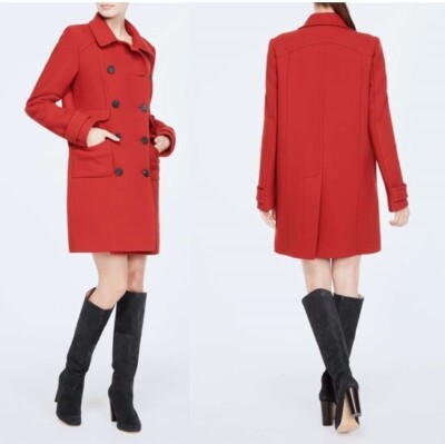 Bash Coat Jay Jacket in Red Size 4 US Virgin Wool Viscose ba&sh