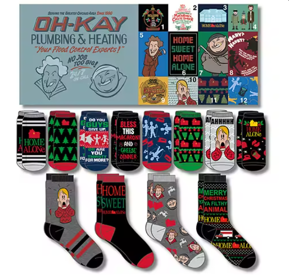 Home Alone 12 Days Of Socks, Shoe Size 6-12.  4 Crew & 8 Low Cut Socks