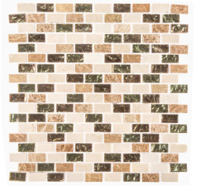 Jeffrey Court Molten Cream Glass/Cream Emperador Marble Mosaic Tile