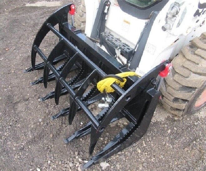 New Usa 60" Skid Steer Loader/tractor Brush Root Rake Clamshell Grapple Bobcat 5