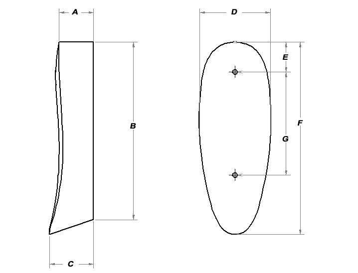 Grind to fit recoil pad, No metal insert, Black, Made in the USA! GRS-47