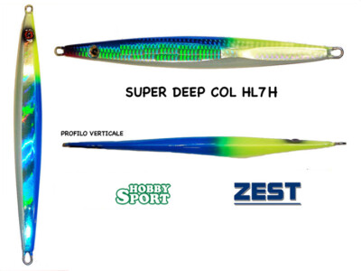 VERTICAL JIG ZEST SUPER DEEP 200 GR colore HL 7H  BLU YELLOW RICCIOLA DENTICE
