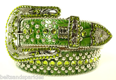 BB Simon Green Croco Leather Belt 34 XL New | eBay