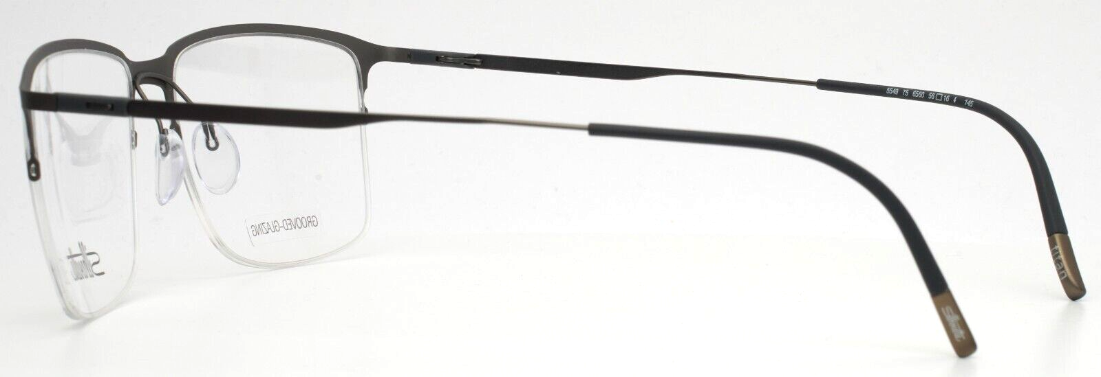 SILHOUETTE 5549 75 6560 Tech Grey Mens Square Eyeglasses 56-16-145 B:41