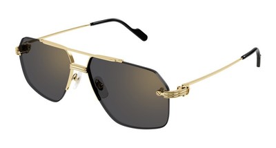 Pre-owned Cartier Ct0426s-001 Gold Gold Grey Sunglasses In Gray