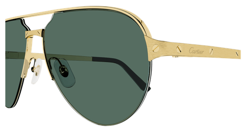 Pre-owned Cartier Ct0386s-002 Gold Sunglasses In Green