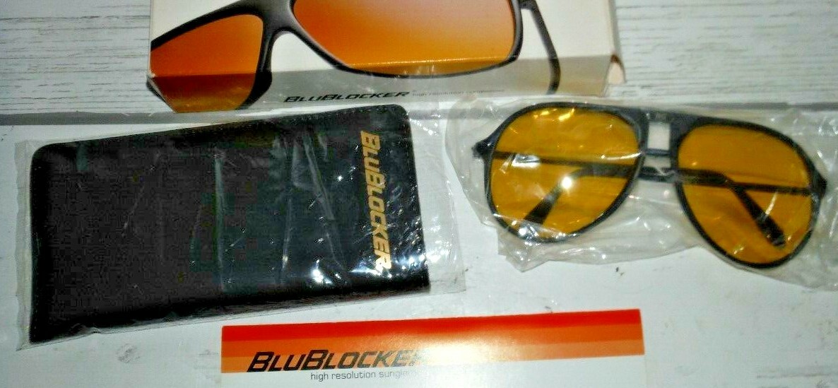 New Official BluBlocker Black Nylon Aviator Sunglasses with Case