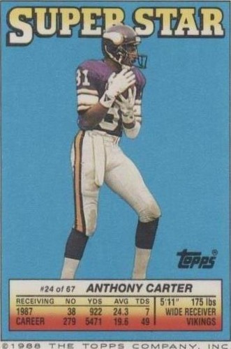 1988 Topps Super Star Sticker Back Cards Anthony Carter Jim Everett Steve Largent #24