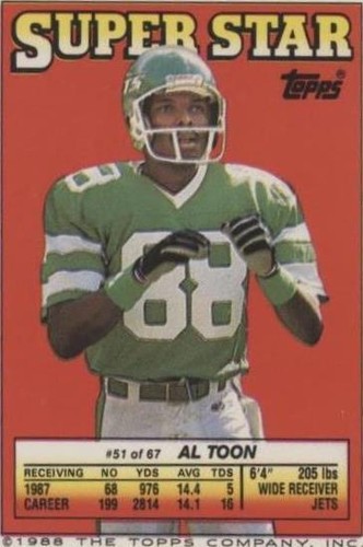 1988 Topps Super Star Sticker Back Cards Al Toon Eddie Brown Garry James #51