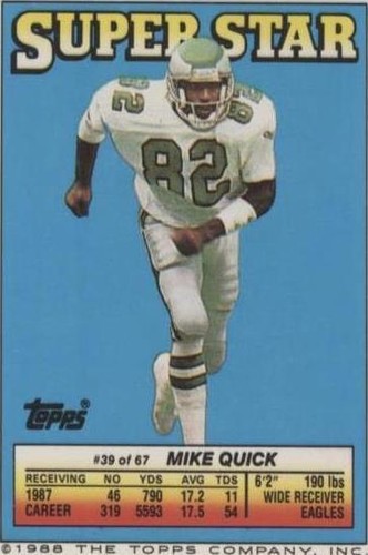 1988 Topps Super Star Sticker Back Cards Bruce Smith Mike Quick #39