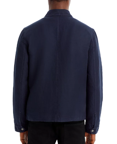 Pre-owned John Varvatos Men's Navy Santiago Zip Front Jacket, 48 In Blue
