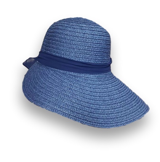 Cappello Donna Moda Mare Tessuto Estate Fashion Sole Mod. Sorrento Blu moc