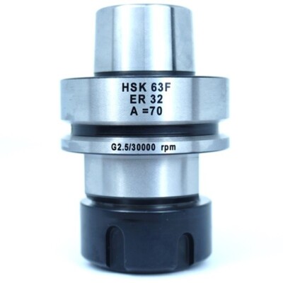 Tool Holder, HSK63F, ER32, 50 mm Slotted Nut, 70 mm Length
