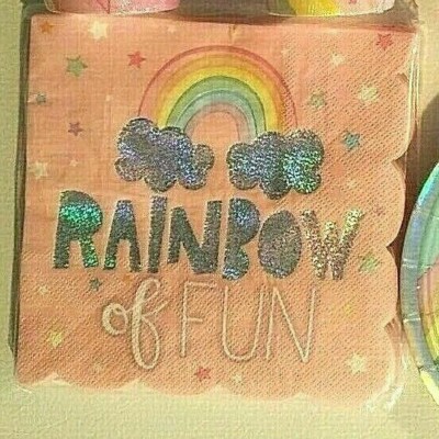MAGICAL RAINBOW Birthday Party Supply Decoration Kit for 16 w/ Treat Bags