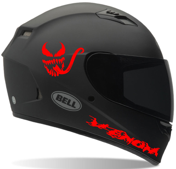 Venom 4pc Motorcycle Helmet Decals. Sticker. Honda Suzuki Yamaha Atv