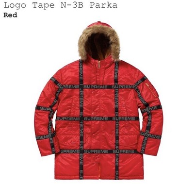 Supreme Logo Tape N 3b Parka Winter Jacket Fall 2018 New Red