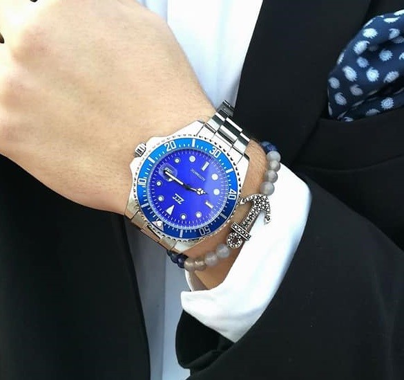 Orologio Da Polso Zcc Submariner Uomo Automatico Subacqueo Acciaio Blu lac