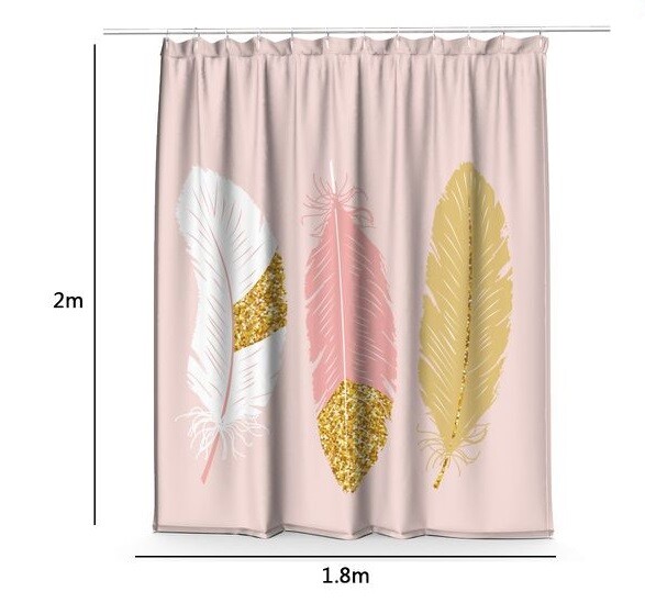 Tenda Doccia AntiMuffa Impermeabile 180x200cm Con Anelli Bagno Piume dfh