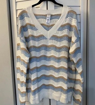 NWT Sweater Studio 1886 Striped Long Sleeve Size L could fit XL
